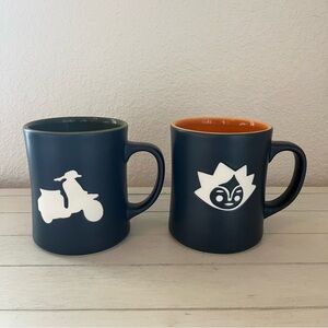 2 Starbucks Mermaid Siren Vespa Scooter Limited Edition Black Matte Coffee Mugs